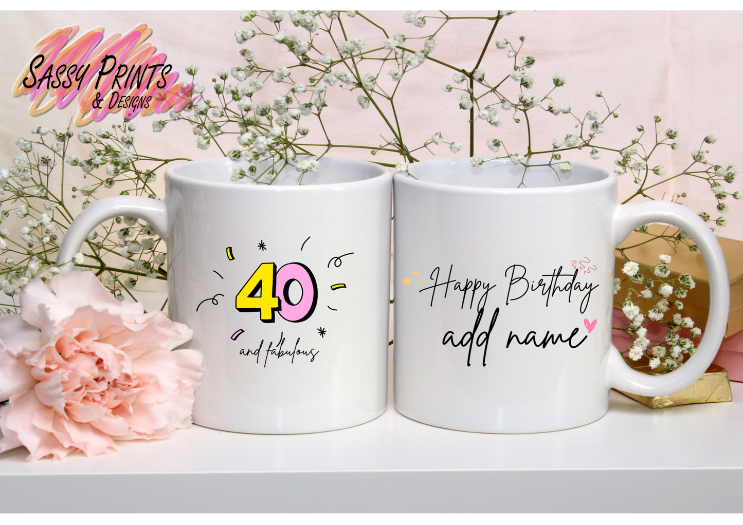 Birthday - 40th with name (Mug)