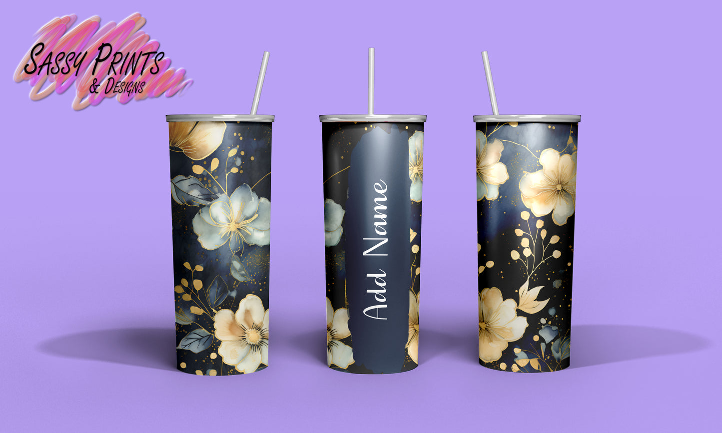 Navy Flowers (Tumbler 20oz)