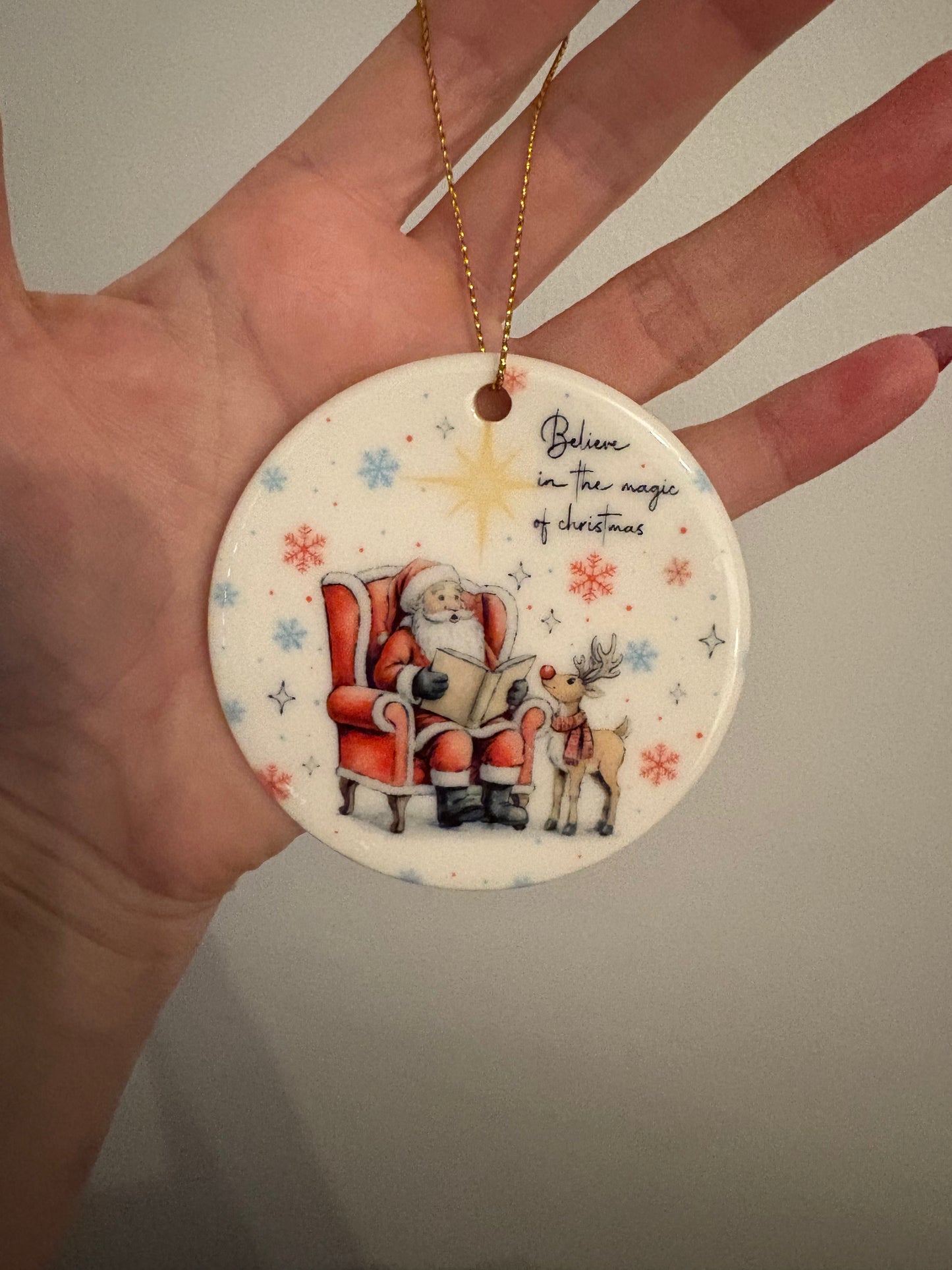 Believe in the magic of Christmas ceramic ornament