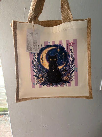 Cat and moon - Jute bag