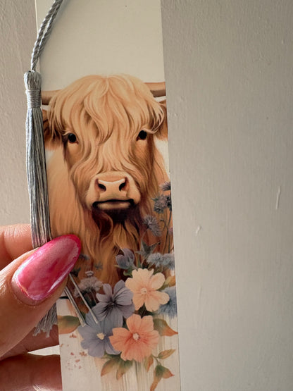 Highland cow with flowers