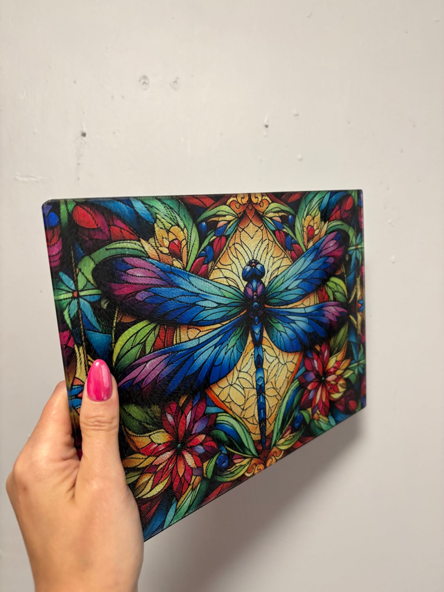 Stain glass dragonfly - chopping board