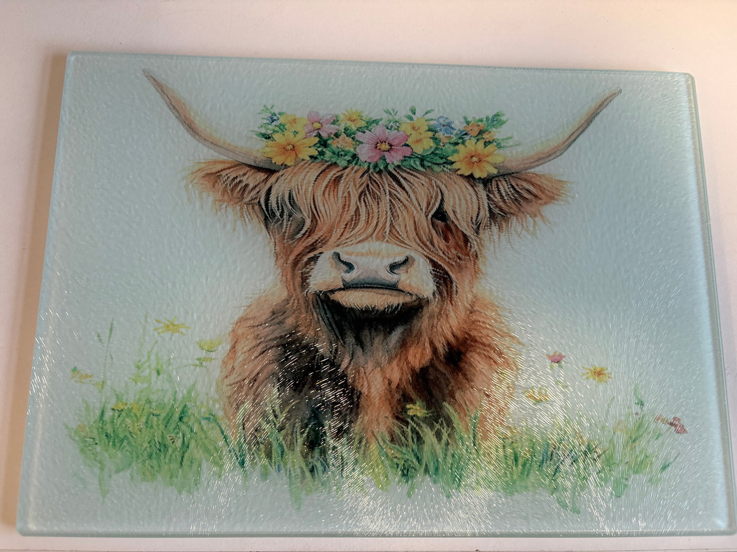 Floral highland cow - Chopping Board