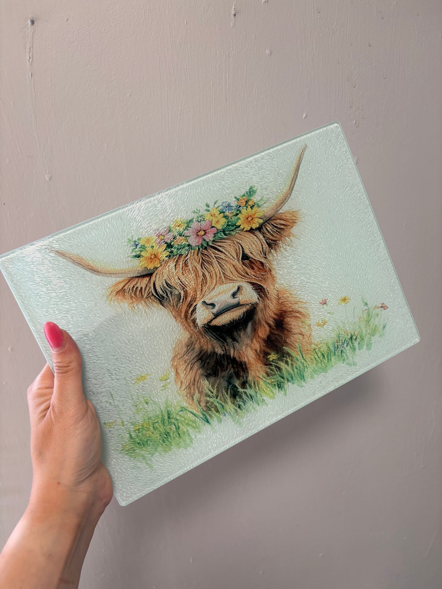 Floral highland cow - Chopping Board