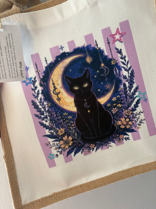 Cat and moon - Jute bag
