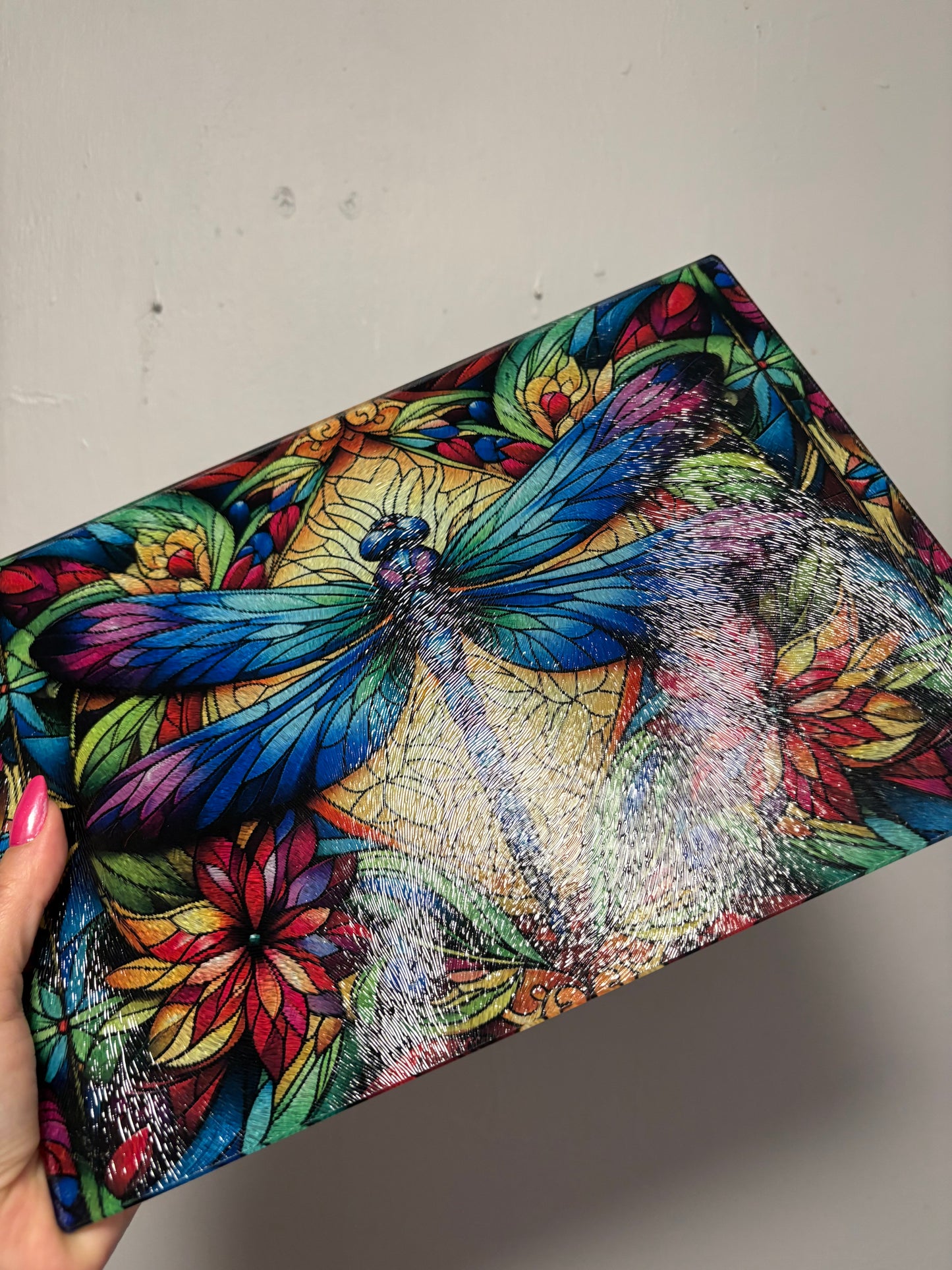 Stain glass dragonfly - chopping board