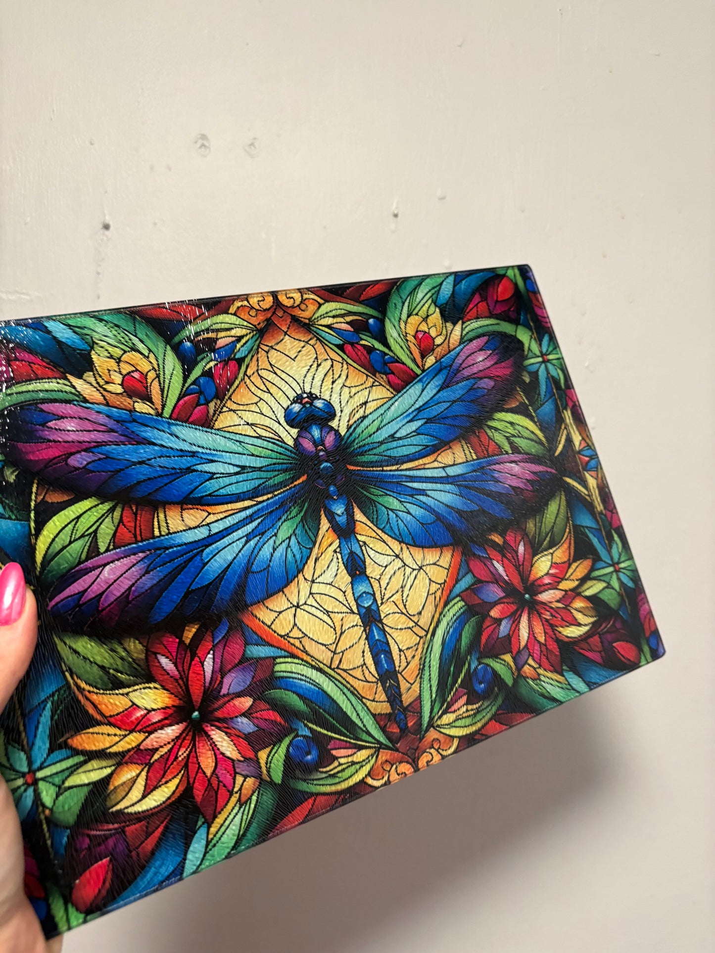 Stain glass dragonfly - chopping board