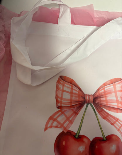 Cherry and bow tote bag