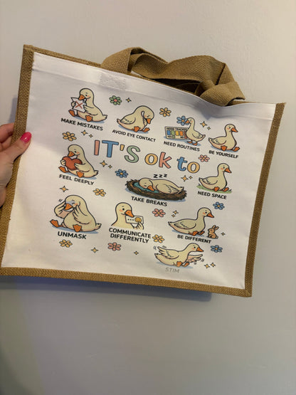 It's ok - Autism Acceptance - Jute bag