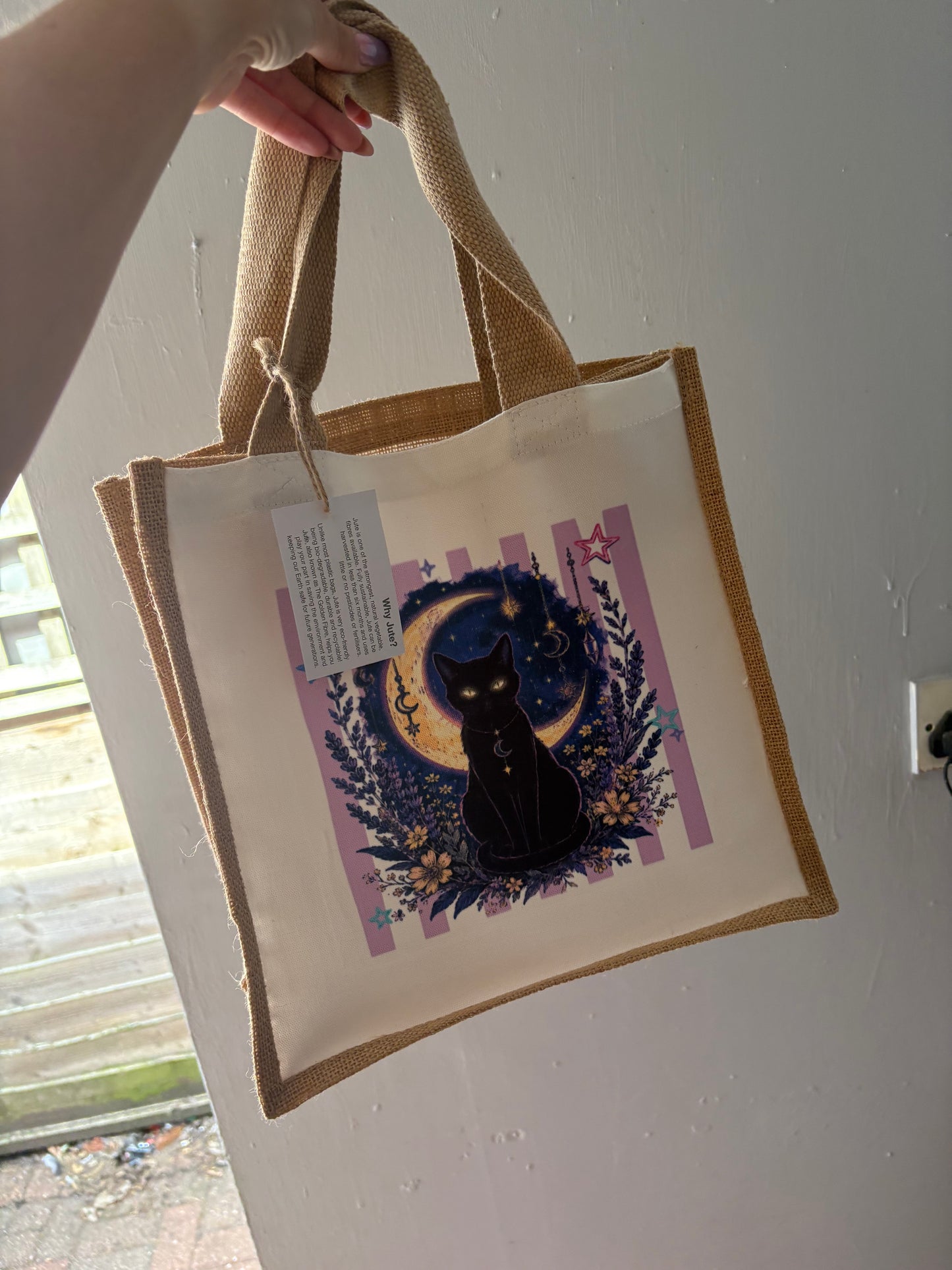 Cat and moon - Jute bag