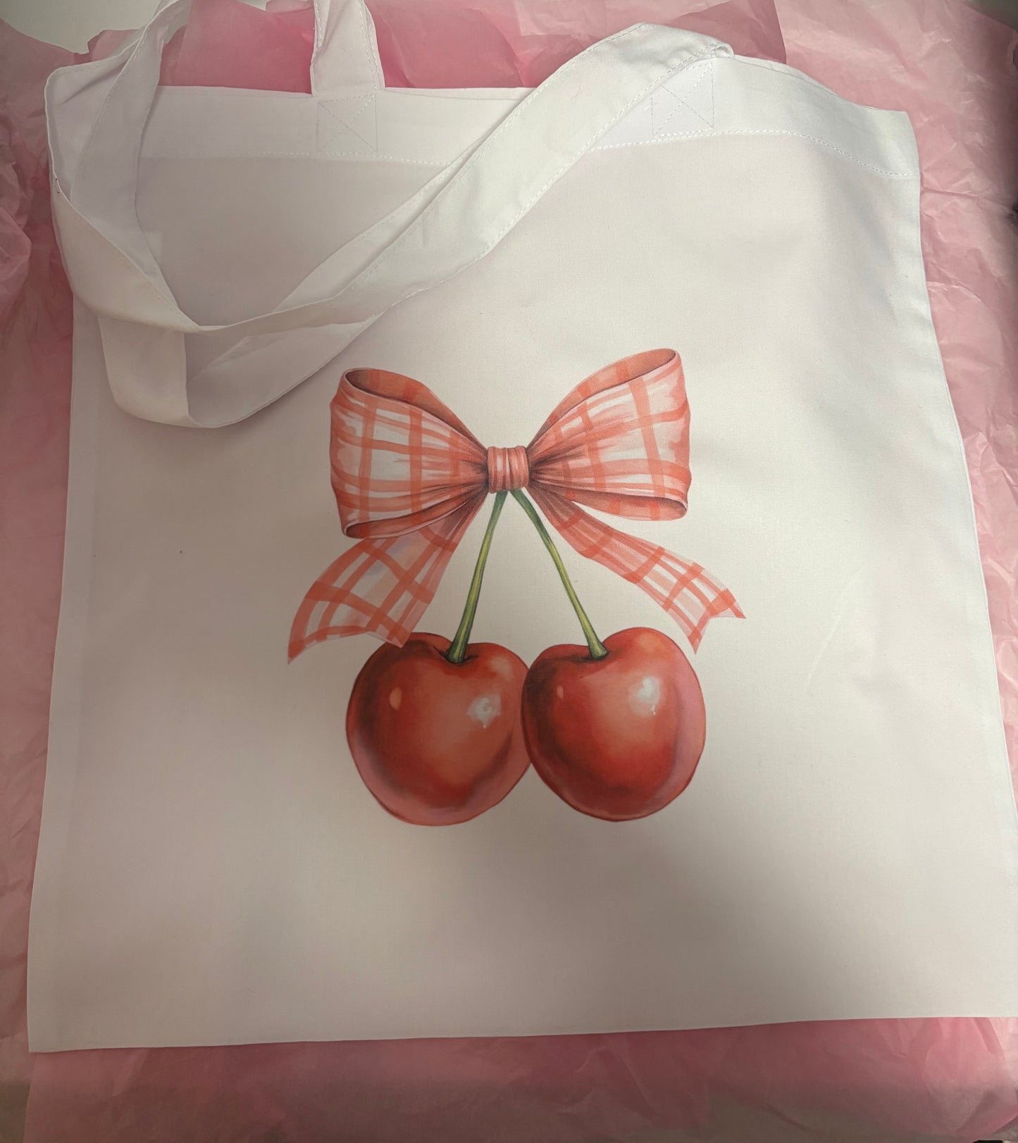 Cherry and bow tote bag