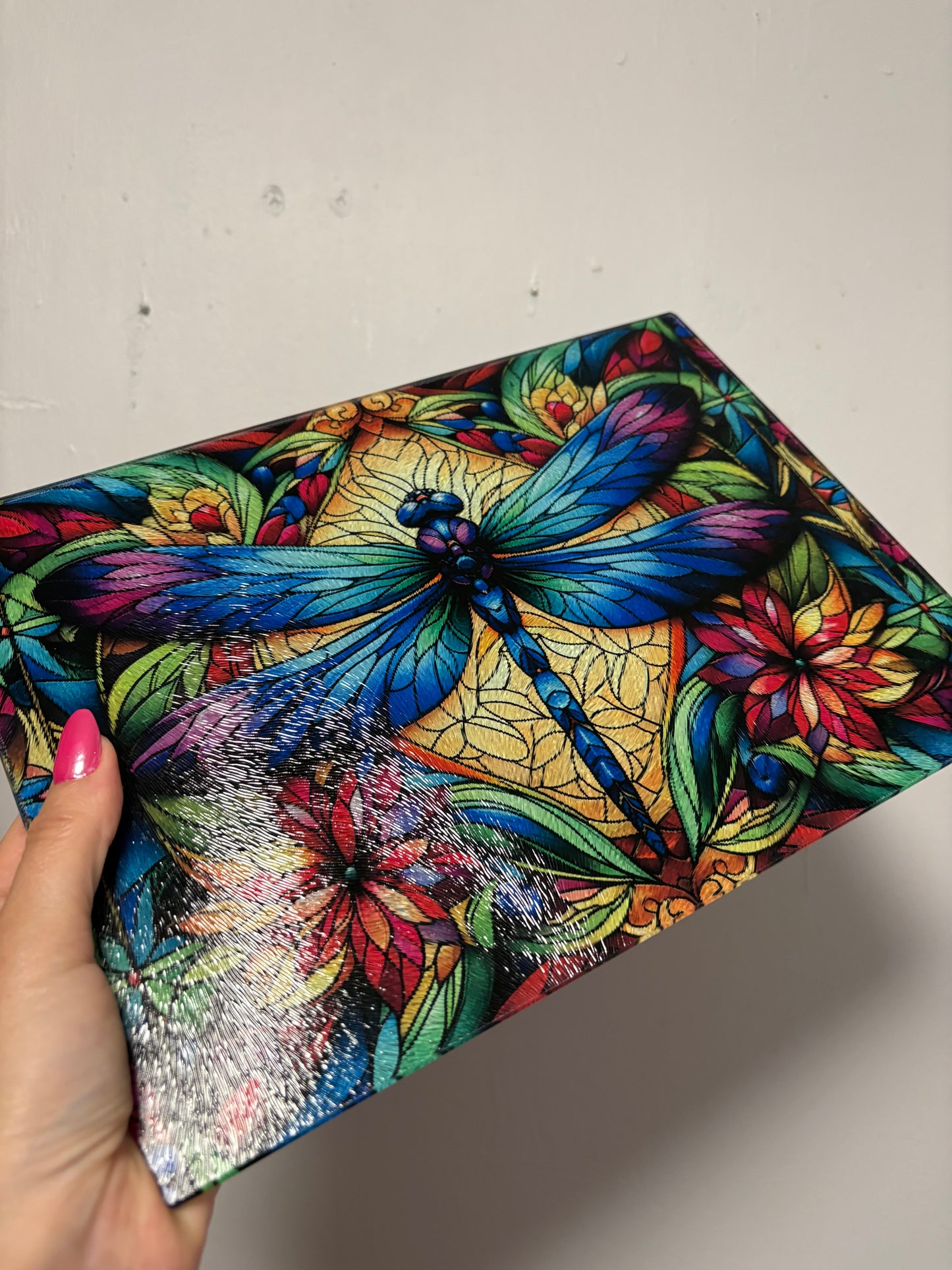 Stain glass dragonfly - chopping board