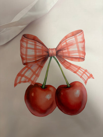 Cherry and bow tote bag