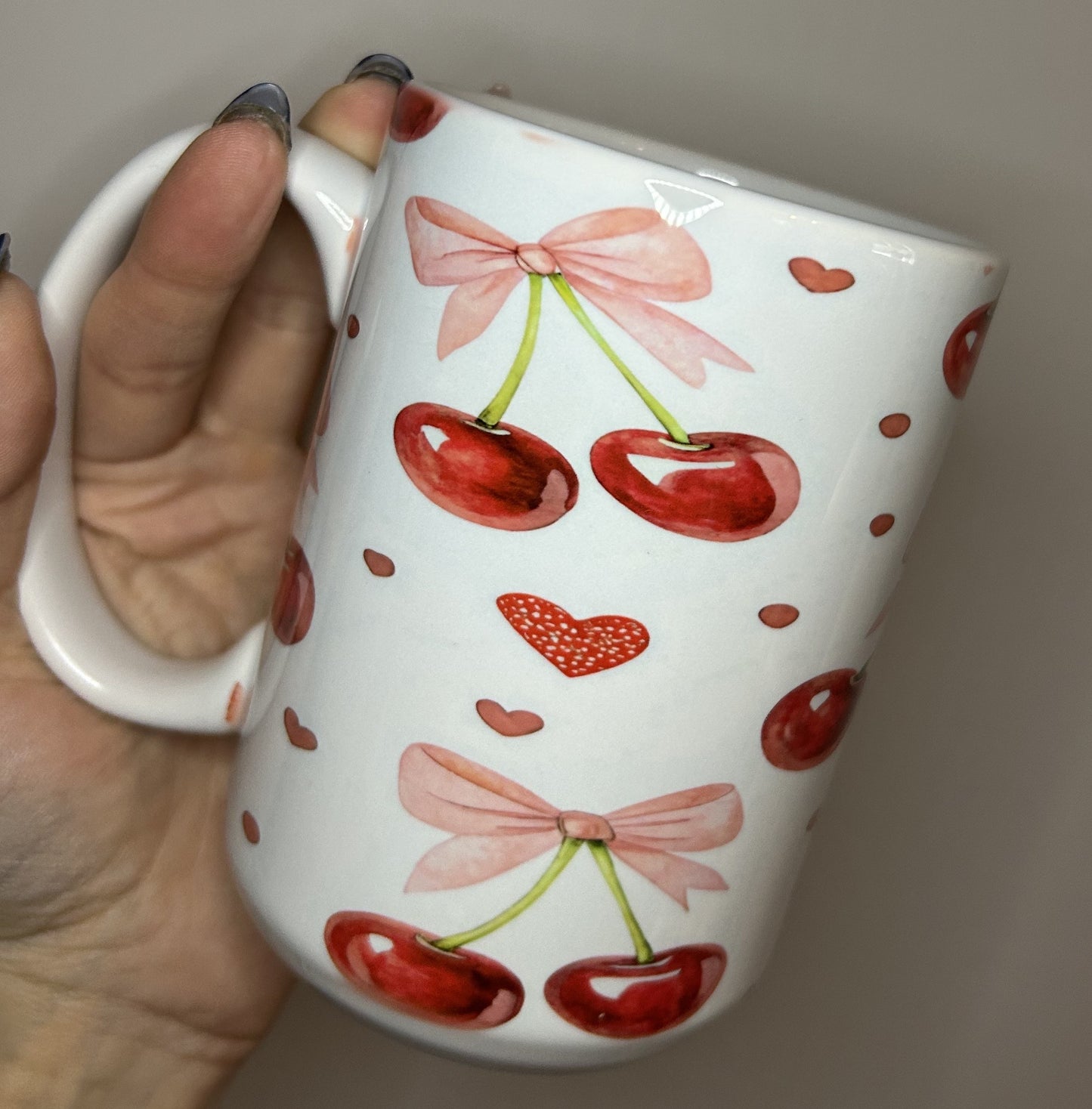 Cherry and bow mug