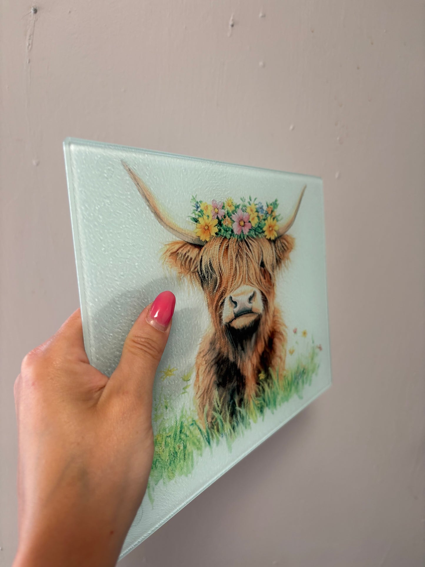 Floral highland cow - Chopping Board