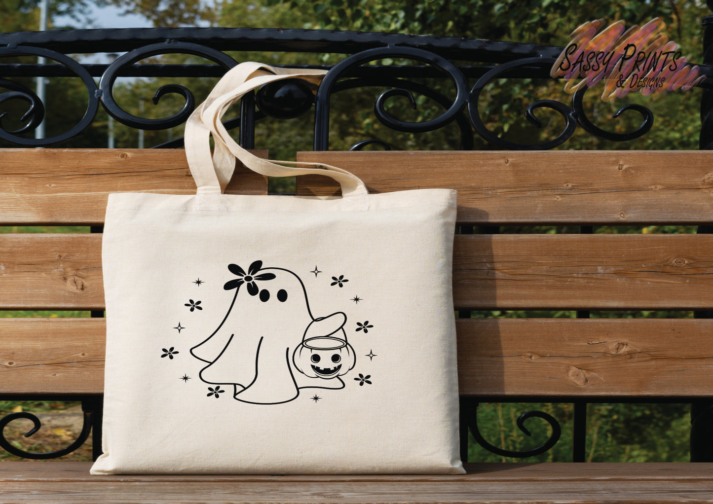 Ghost and Pumpkin (Tote Bag)