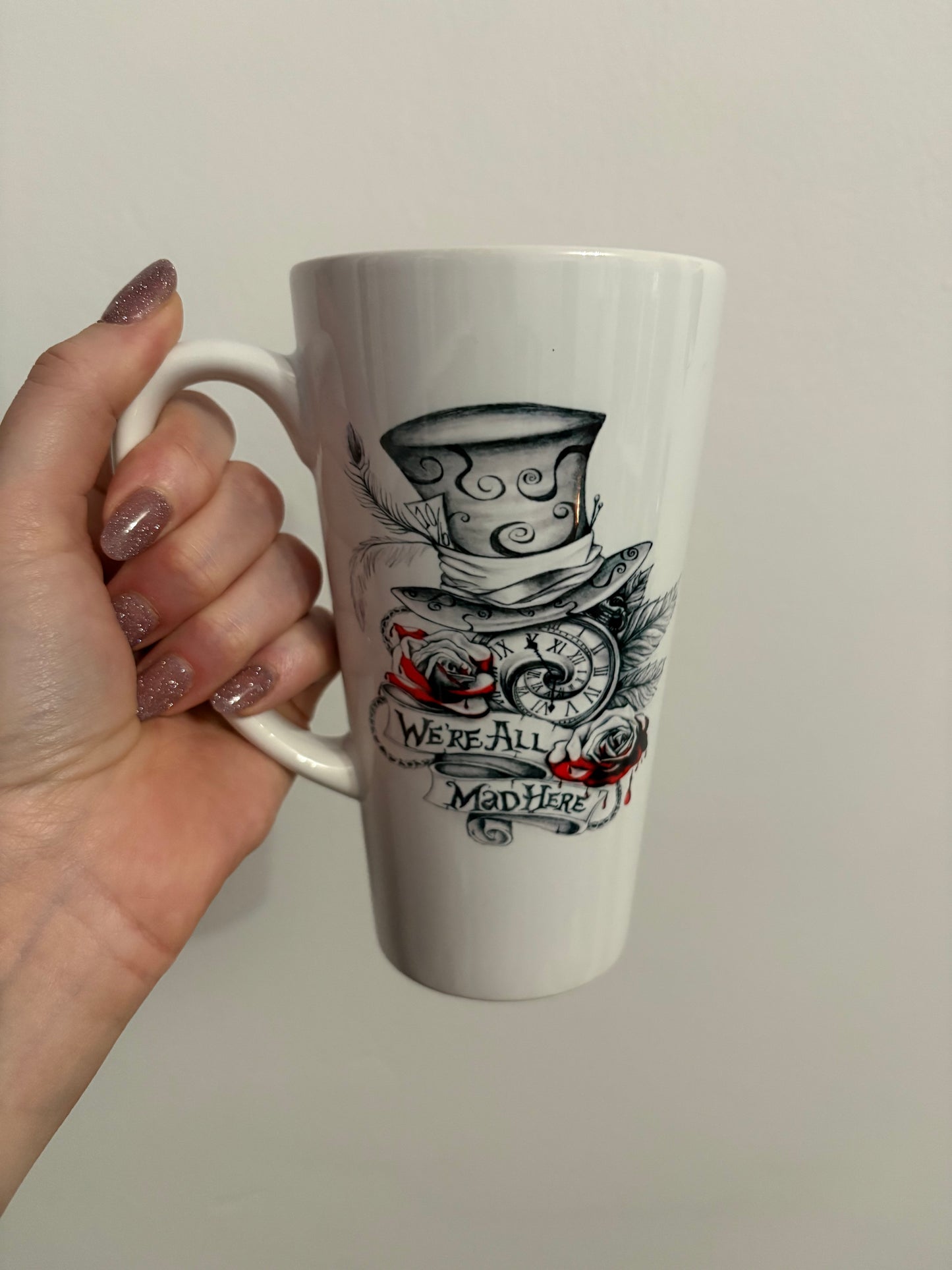 We're all mad here latte mug