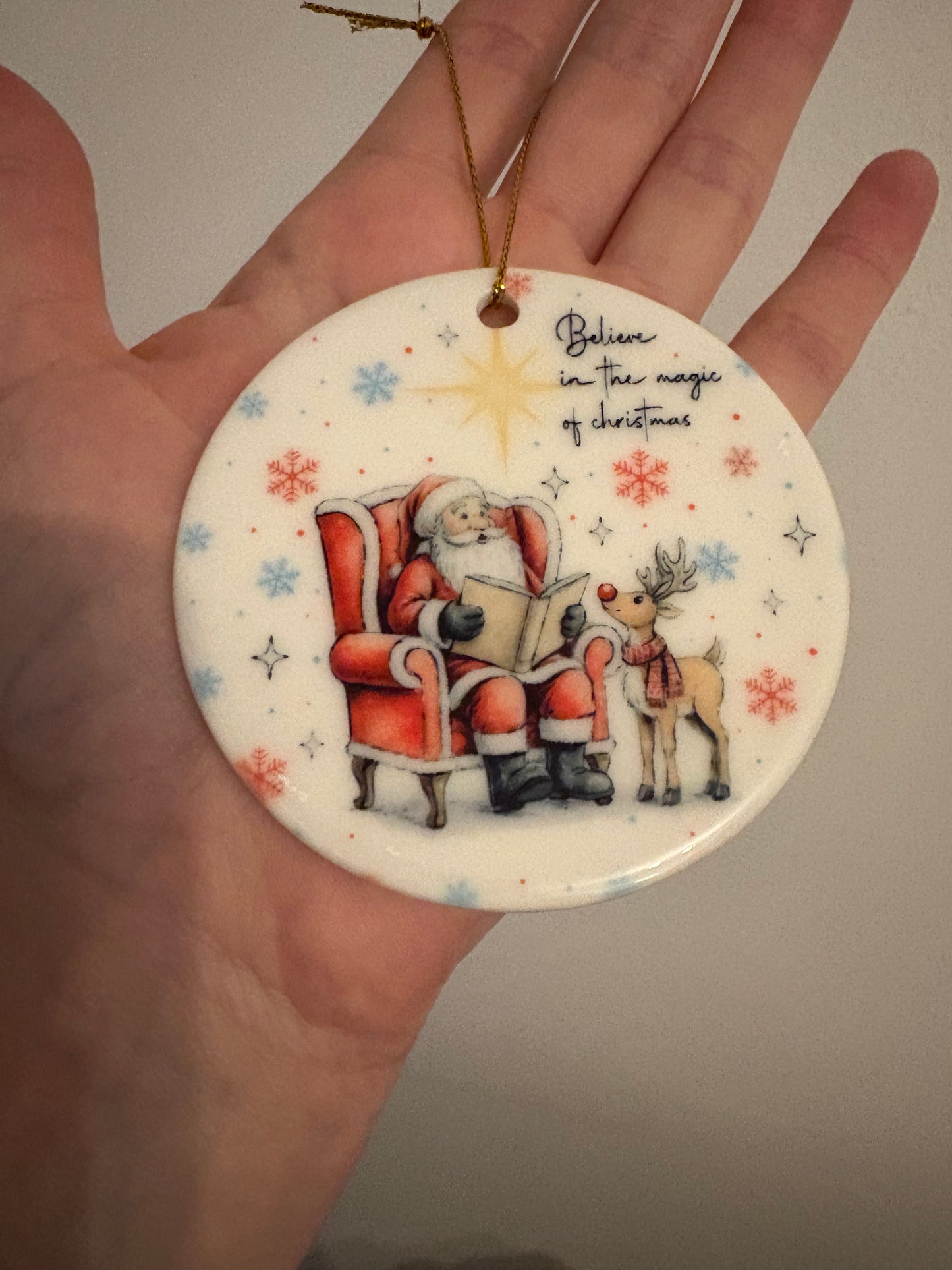 Believe in the magic of Christmas ceramic ornament